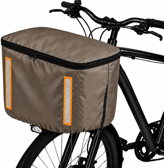 自転車 前かごカバー 厚手 防水 撥水 500Dオックス カゴカバー ファスナー付き 大容量 破れにくい UVカット 反射テープ付き 防塵 防犯 簡単取付 通勤 通学 買い物 ママチャリ対応