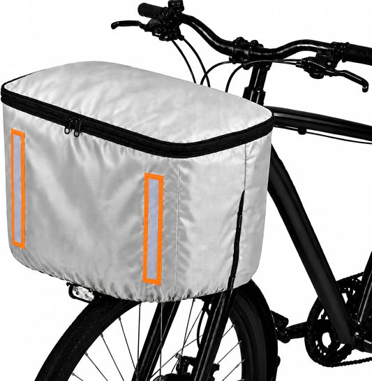 自転車 前かごカバー 後ろかご対応 厚手 防水 撥水 500Dオックス 自転車カゴカバー ファスナー付き 大容量 拡張式 破れにくい UVカット 反射テープ付き 防塵 目隠し 防犯 簡単取付 通勤 通学 買い物 ママチャリ対応