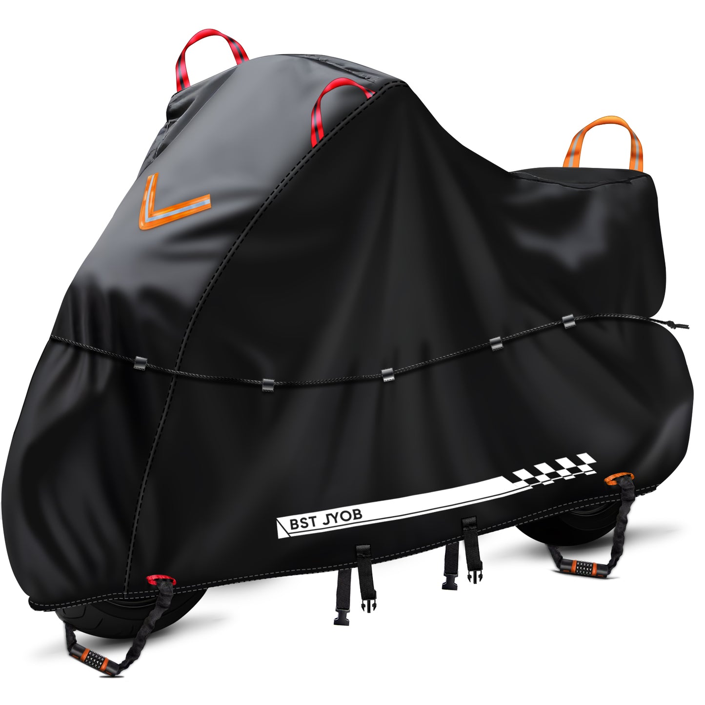 バイクカバー 500D 厚手 防水 【独自の腰紐付き・強風対策】