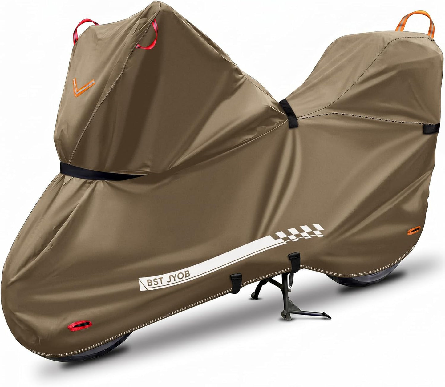 Bst Jyob スクーターカバー バイクカバー 500D 厚手 防水 【スクーター専用設計 強風対策 5点固定ベルト】 オックスフォード生地 UVカット 盗難防止 収納バッグ付き 原付/125cc/250cc用/小型/普通/軽二輪など（high edition）