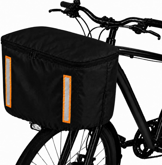 自転車 前かごカバー 厚手 防水 撥水 500Dオックス カゴカバー ファスナー付き 大容量 破れにくい UVカット 反射テープ付き 防塵 防犯 簡単取付 通勤 通学 買い物 ママチャリ対応