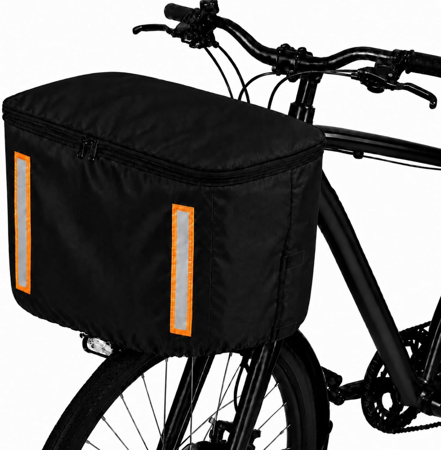 自転車 前かごカバー 厚手 防水 撥水 500Dオックス カゴカバー ファスナー付き 大容量 破れにくい UVカット 反射テープ付き 防塵 防犯 簡単取付 通勤 通学 買い物 ママチャリ対応